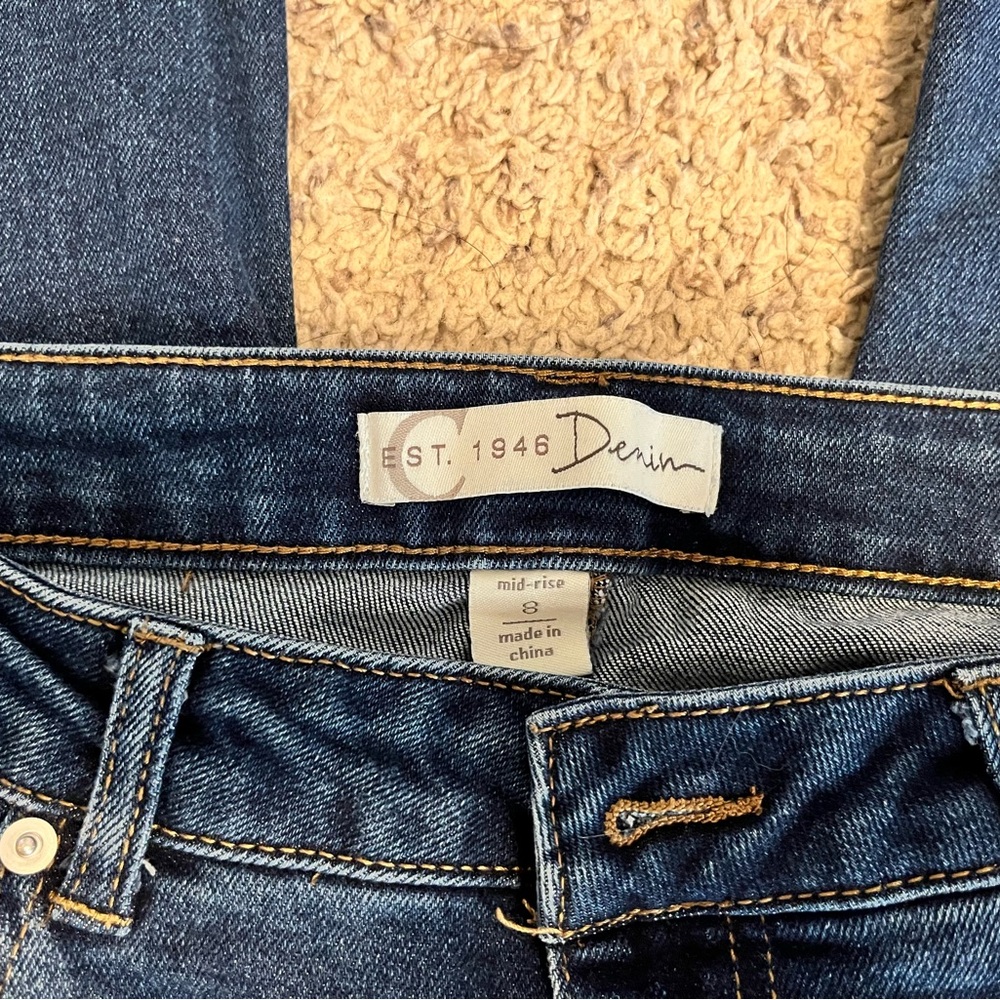 Cato Dark Blue Flare Jeans with Side Stud Accents - Picture 6 of 11